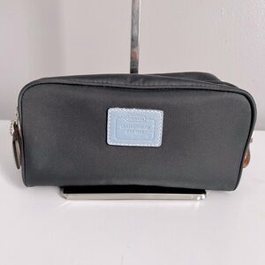 Coach Hampton Toiletry Bag Black Nylon Blue Travel Zip